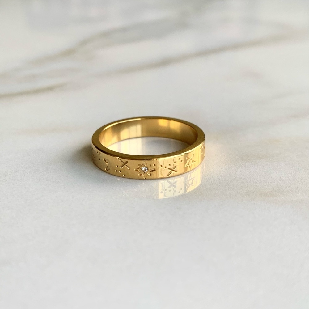 Celestial ring, Starry ring,  constellation ring,gold stacking ring, cz ring - Picture 4 of 6